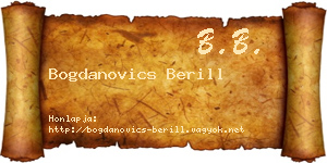 Bogdanovics Berill névjegykártya
